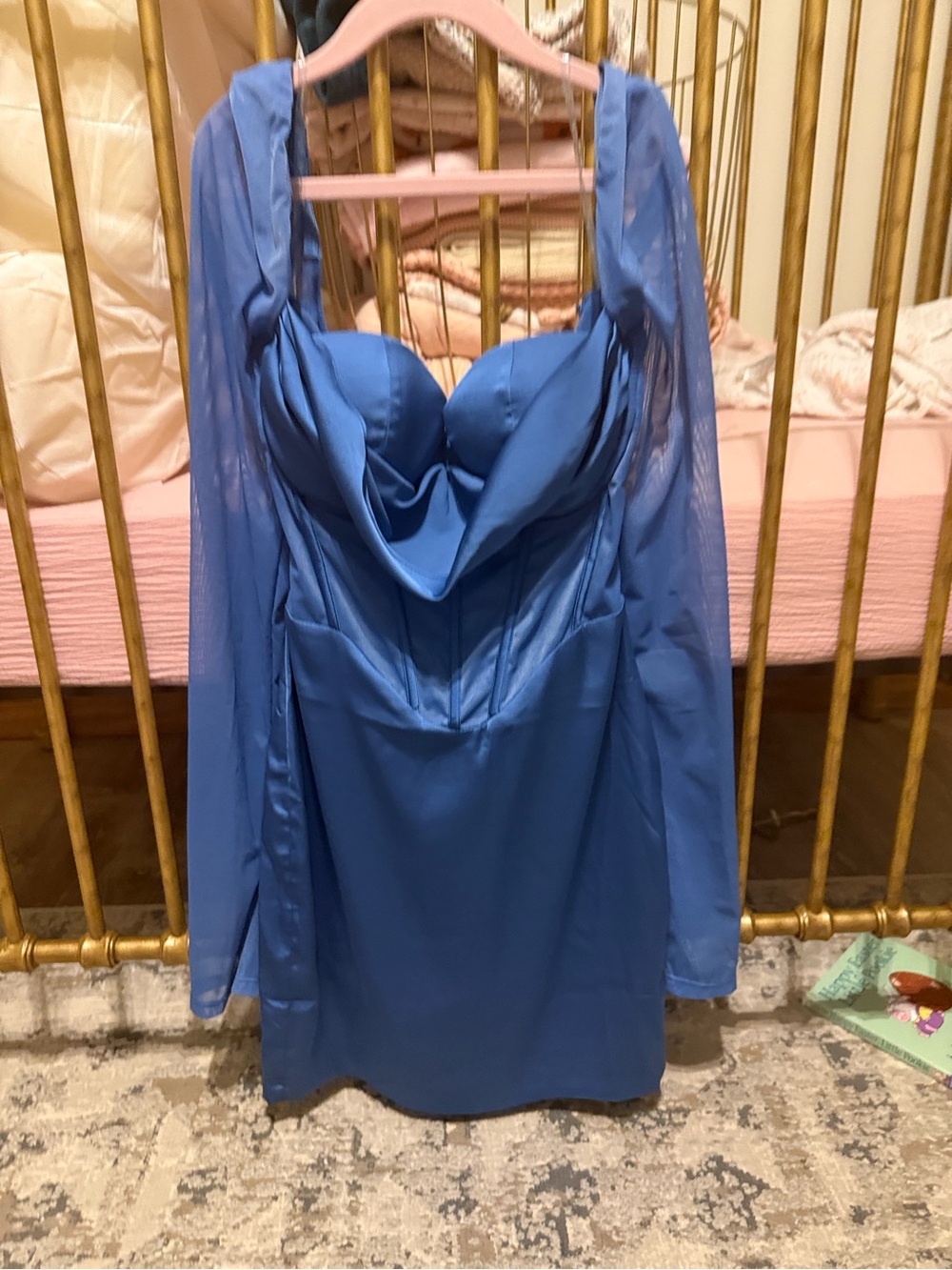 Oh Polly Blue Satin Dress Top